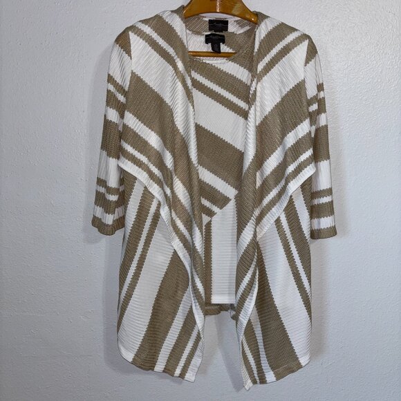 Chico’s Travelers 2 Pc Set Jacket & Tank Beige‎ White Striped Size 0 & 1 / Small - Picture 7 of 13